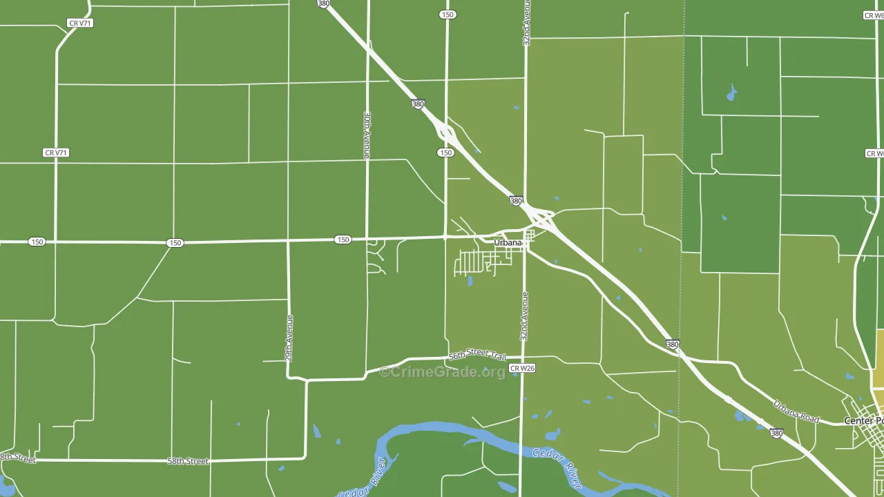 Urbana, IA Map of Vandalism Rates