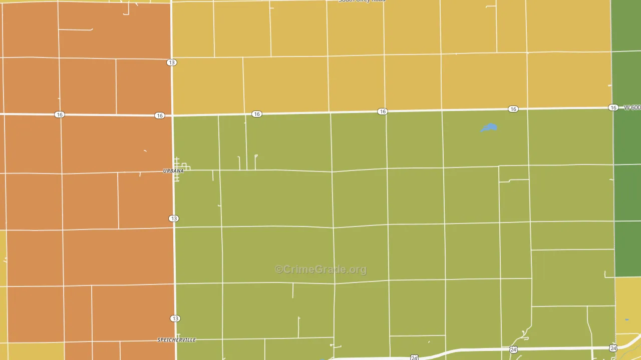 Urbana, IN Map of Vandalism Rates