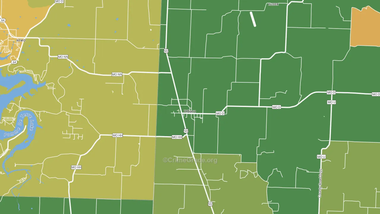 Urbana, MO Map of Vandalism Rates
