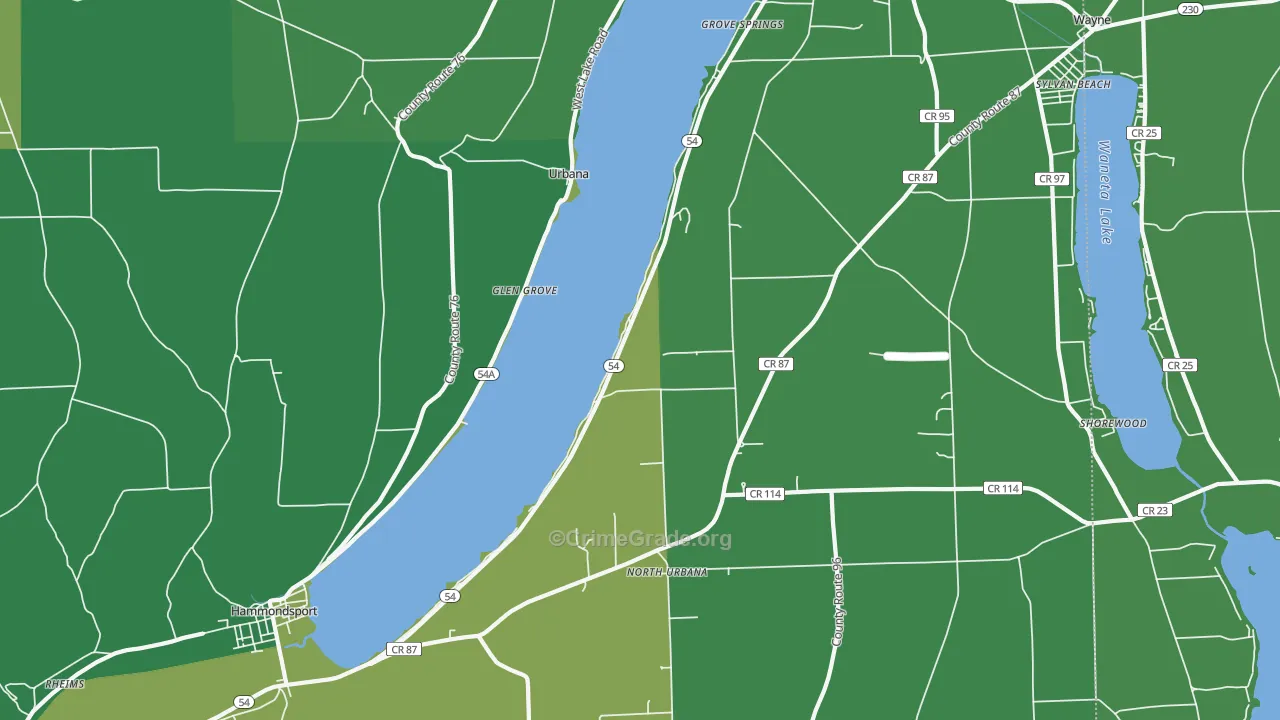 Urbana, NY Map of Vandalism Rates