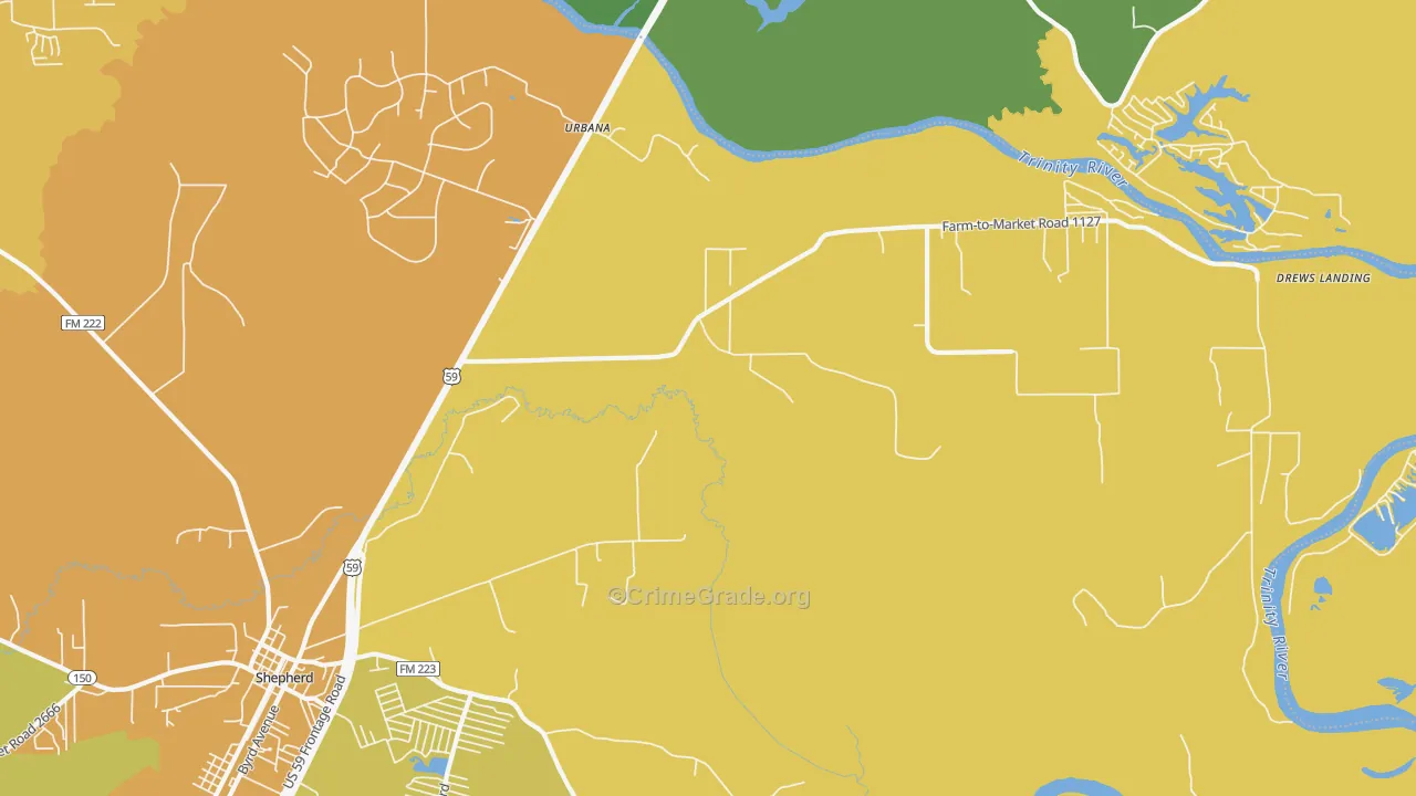 Urbana, TX Map of Vandalism Rates