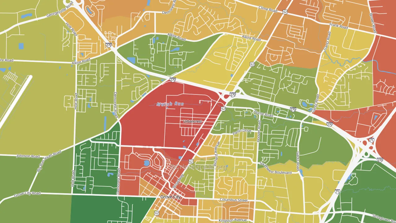 Urbancrest, OH Map of Vandalism Rates