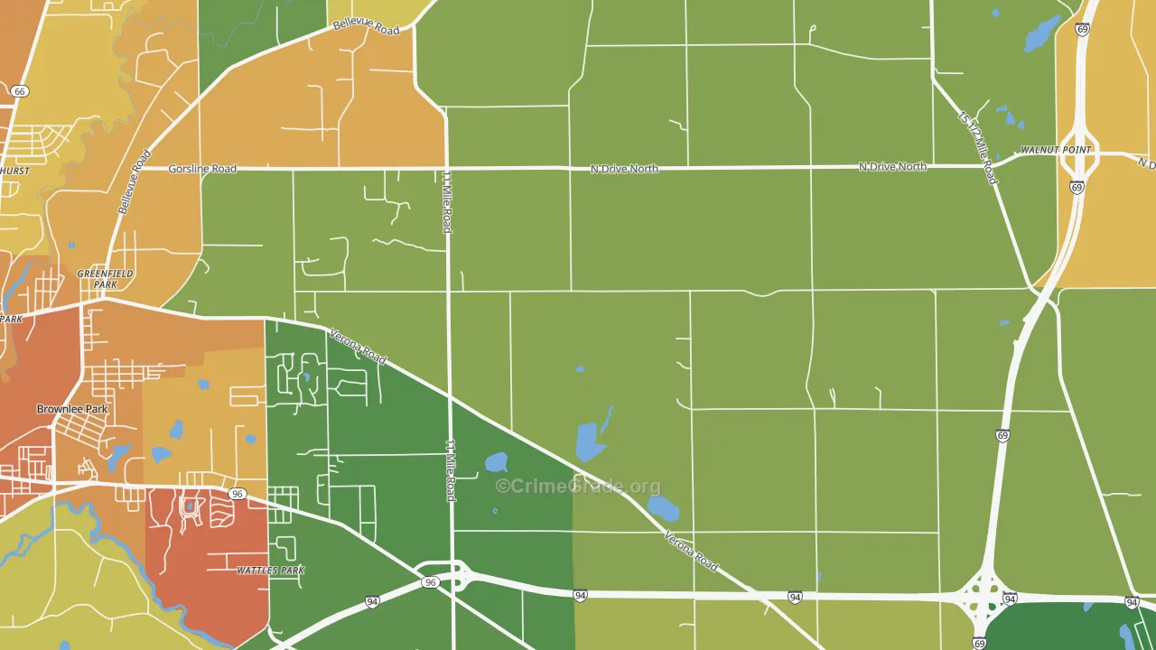 Urbandale, MI Map of Vandalism Rates