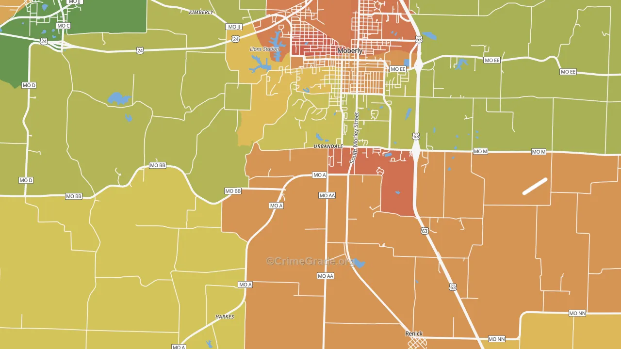 Urbandale, MO Map of Vandalism Rates