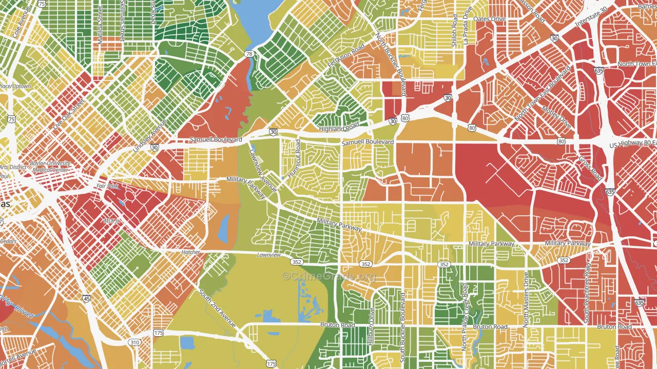 Urbandale-Parkdale, Dallas, TX Map of Vandalism Rates