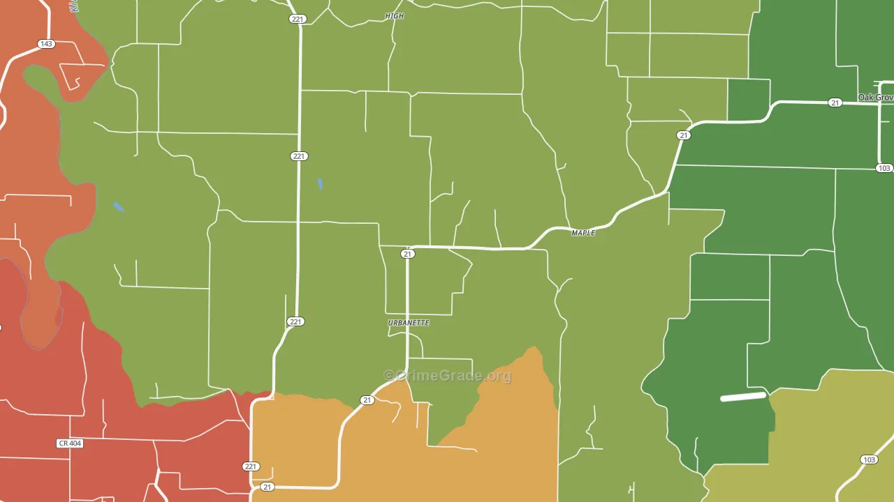 Urbanette, AR Map of Vandalism Rates