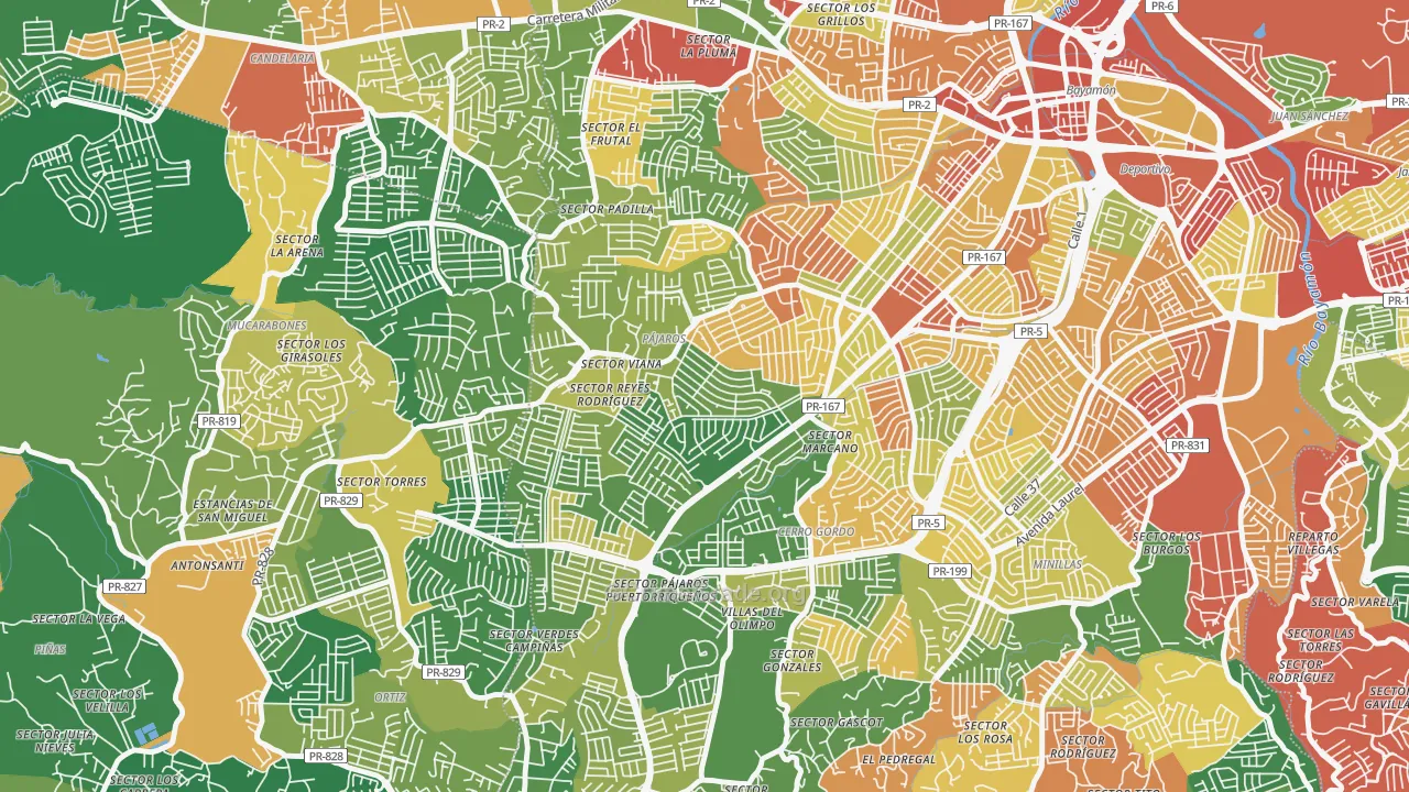 Urbanizacion Bayamon Gdns, Bayamon, PR Map of Vandalism Rates