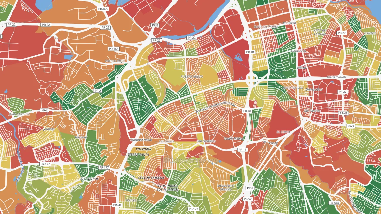 Urbanizacion Caparra Terrace, San Juan, PR Map of Vandalism Rates