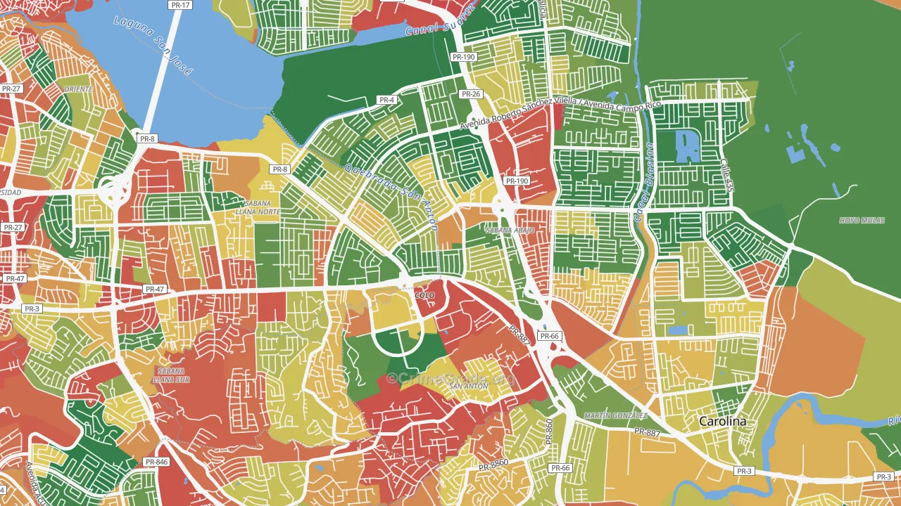 Urbanizacion El Comandante, Carolina, PR Map of Vandalism Rates