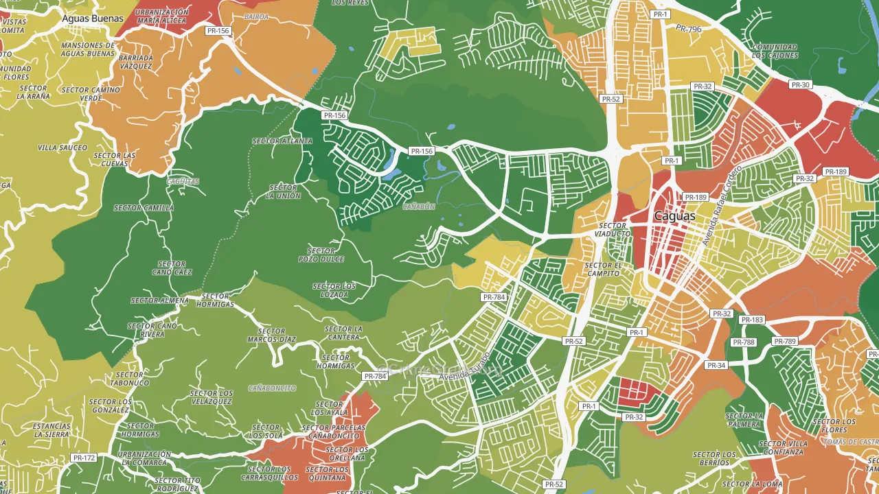 Urbanizacion El Valle At Los Prados, Caguas, PR Map of Vandalism Rates