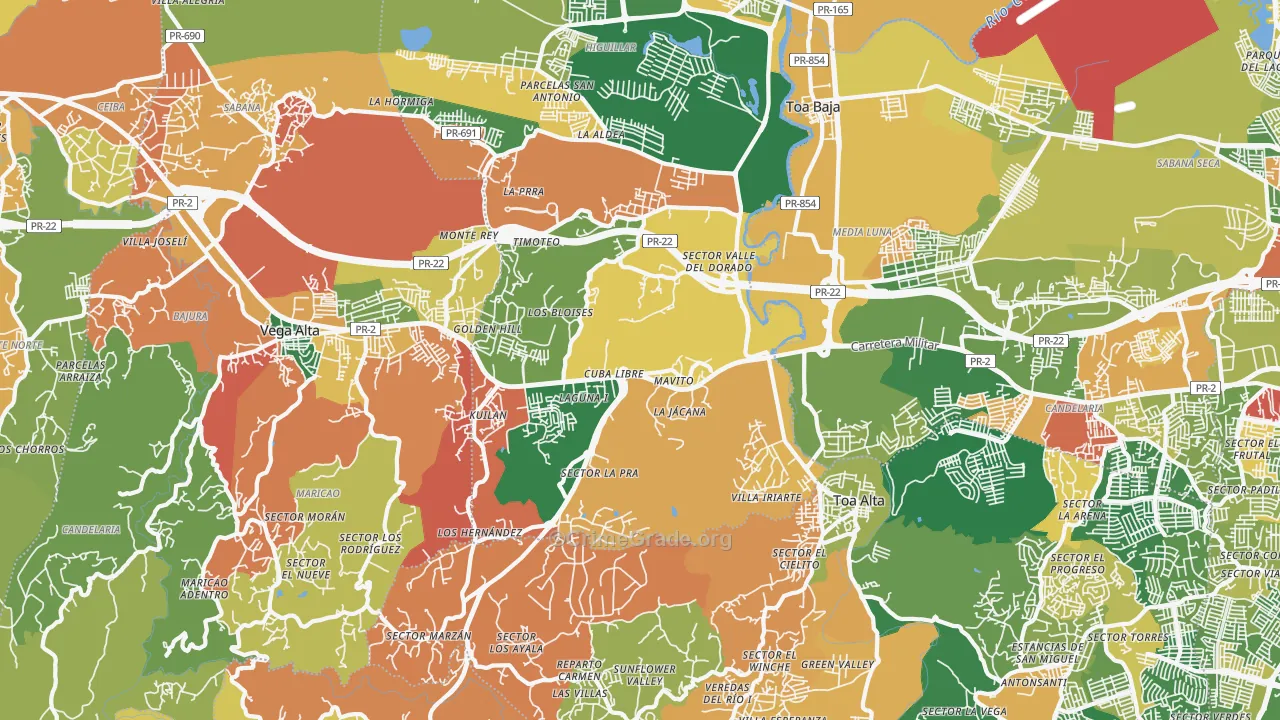 Urbanizacion Las Colinas, Dorado, PR Map of Vandalism Rates