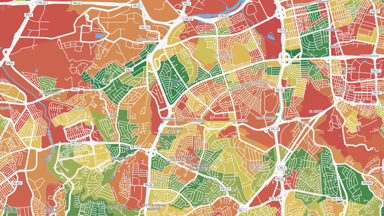 Urbanizacion Las Lomas, San Juan, PR Map of Vandalism Rates