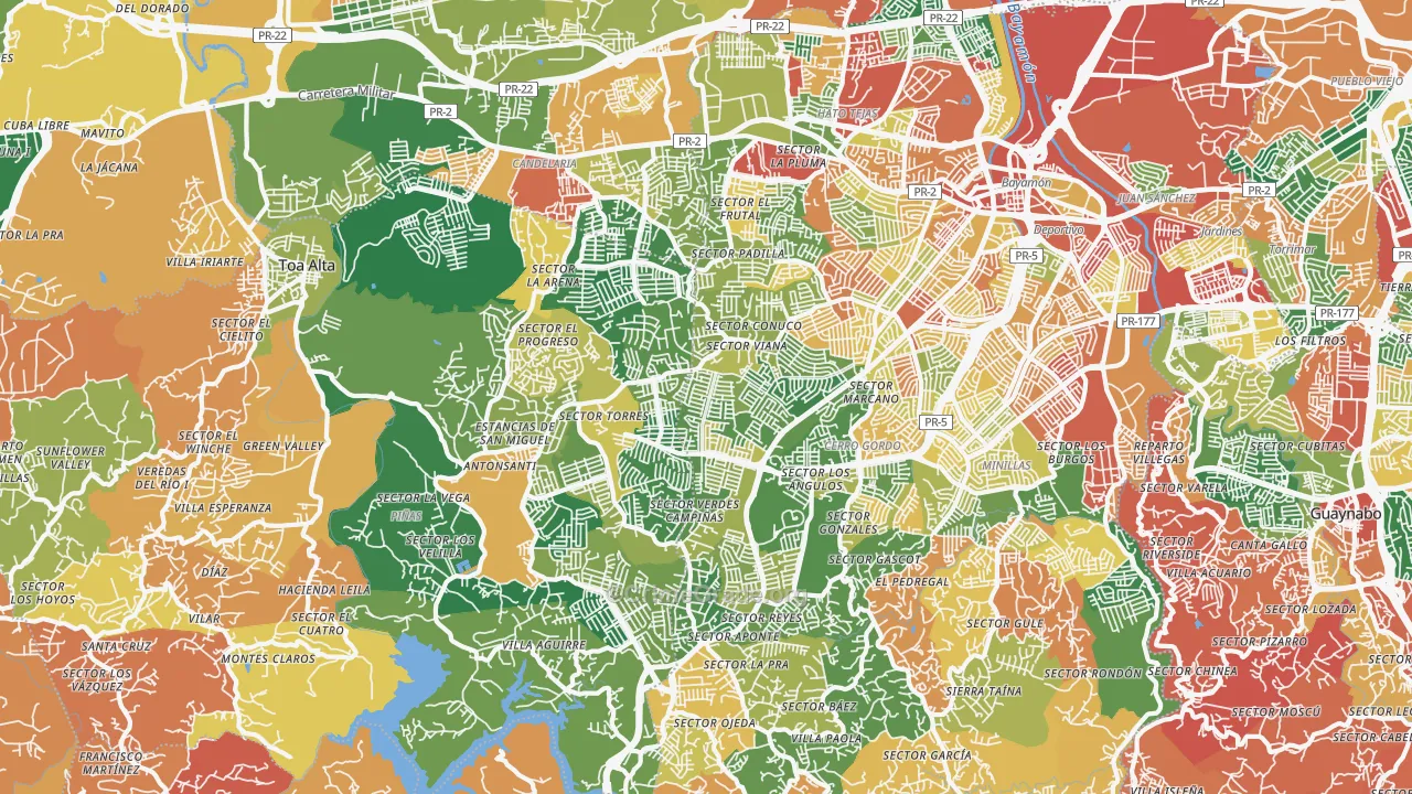 Urbanizacion Miraflores, Bayamon, PR Map of Vandalism Rates