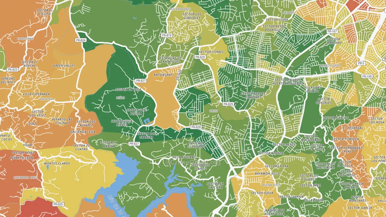 Urbanizacion Palacios del Rio 2, Bayamon, PR Map of Vandalism Rates
