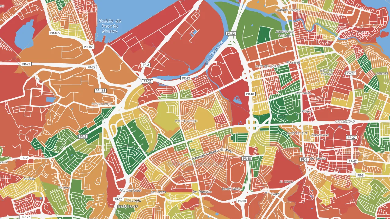 Urbanizacion Puerto Nuevo, San Juan, PR Map of Vandalism Rates