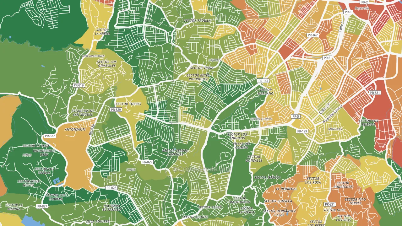 Urbanizacion Rexville, Bayamon, PR Map of Vandalism Rates