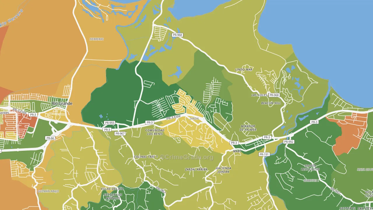 Urbanizacion Rio Grande Estates, Rio Grande, PR Map of Vandalism Rates