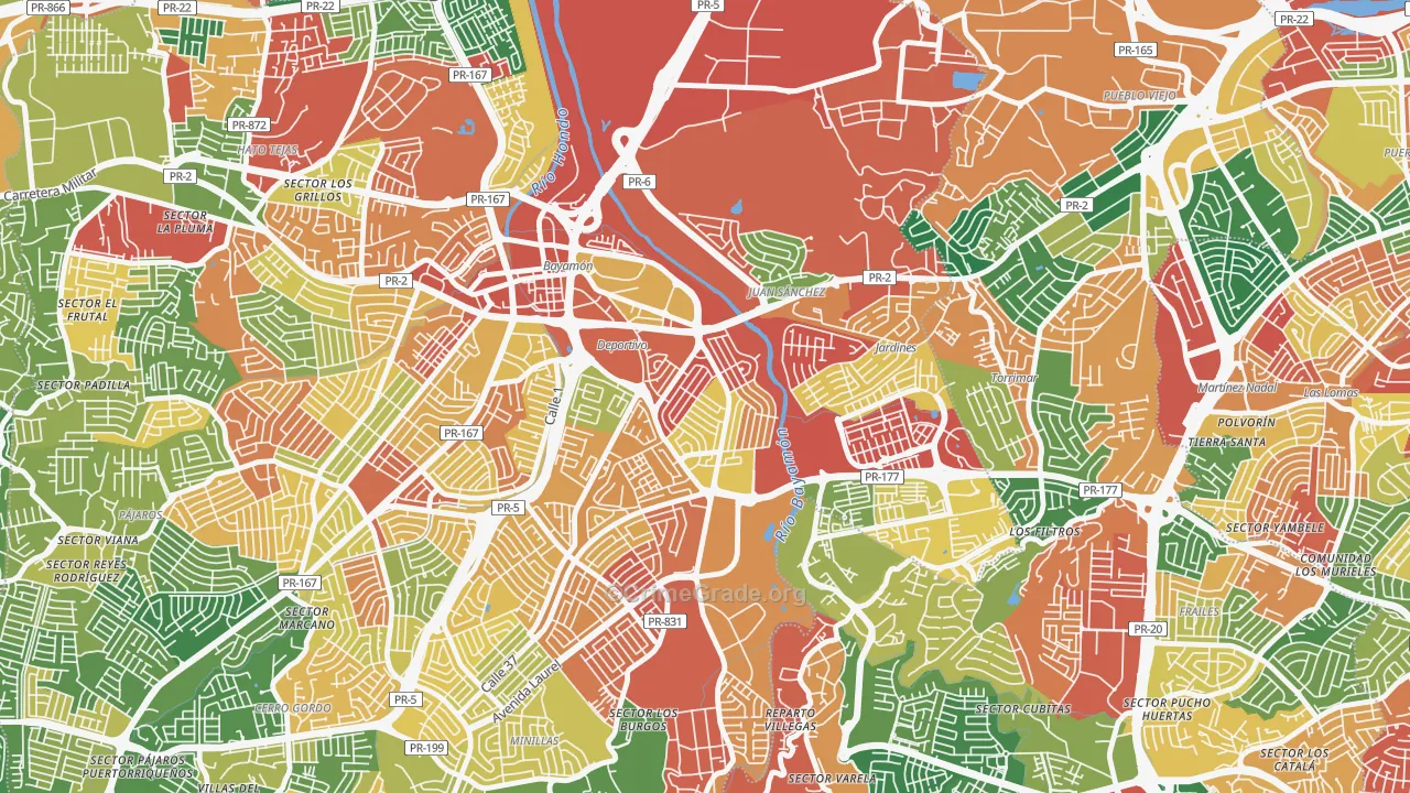 Urbanizacion Santa Rosa, Bayamon, PR Map of Vandalism Rates