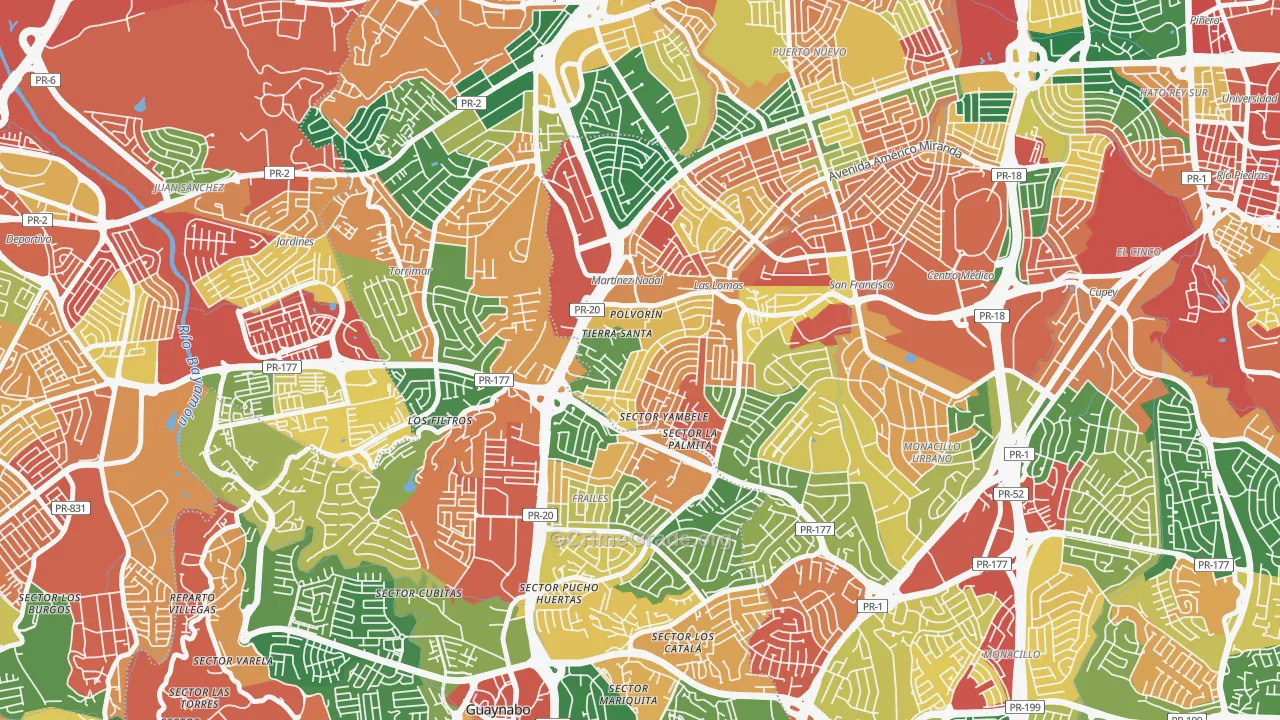 Urbanizacion Santiago Iglesias, San Juan, PR Map of Vandalism Rates