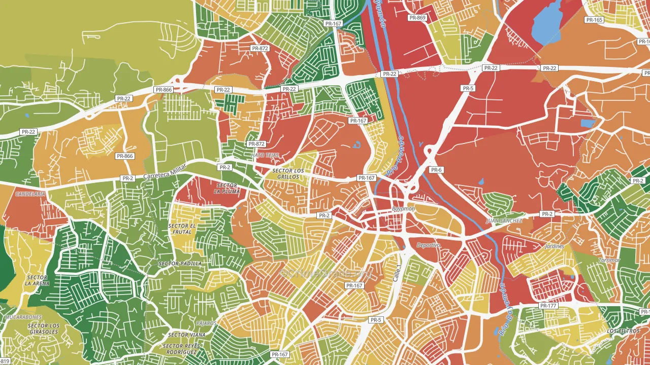 Urbanizacion Sierra Bayamon, Bayamon, PR Map of Vandalism Rates