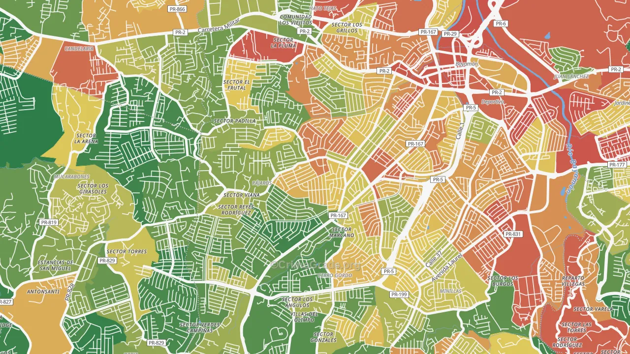 Urbanizacion Sierra Linda, Bayamon, PR Map of Vandalism Rates