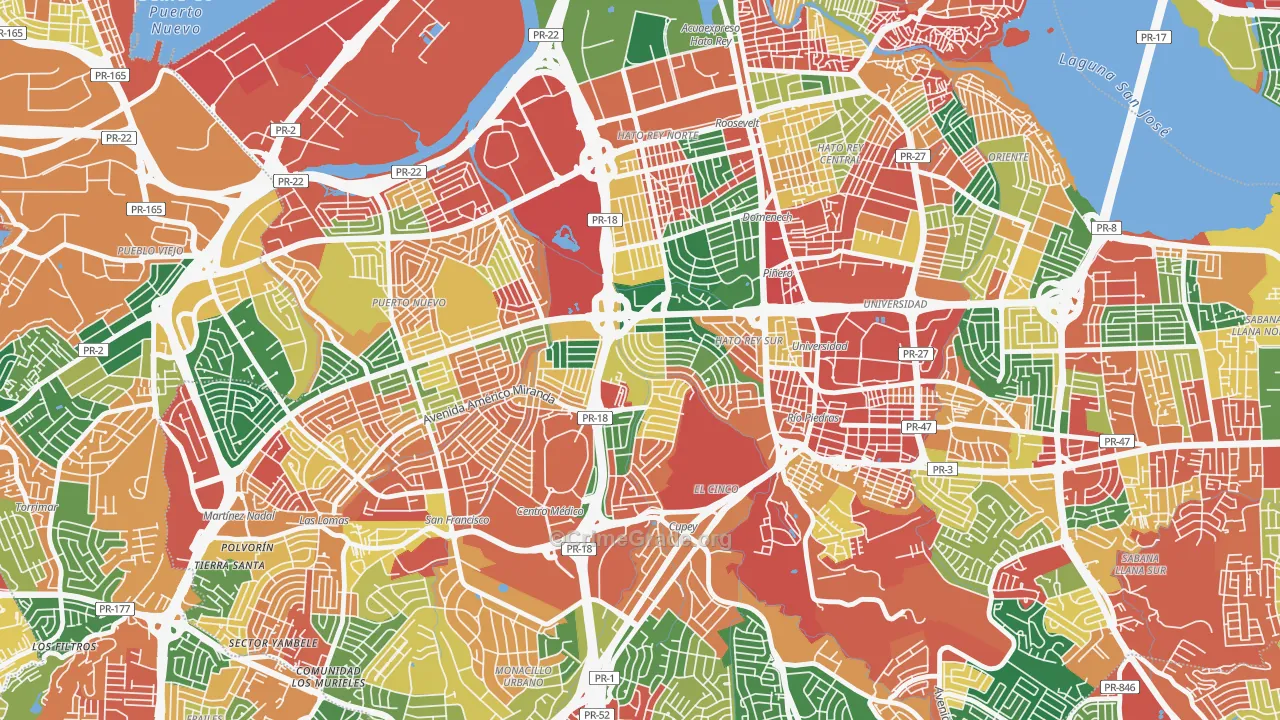 Urbanizacion University Gdns, San Juan, PR Map of Vandalism Rates