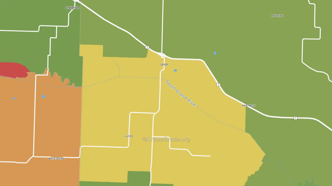Urich, MO Map of Vandalism Rates