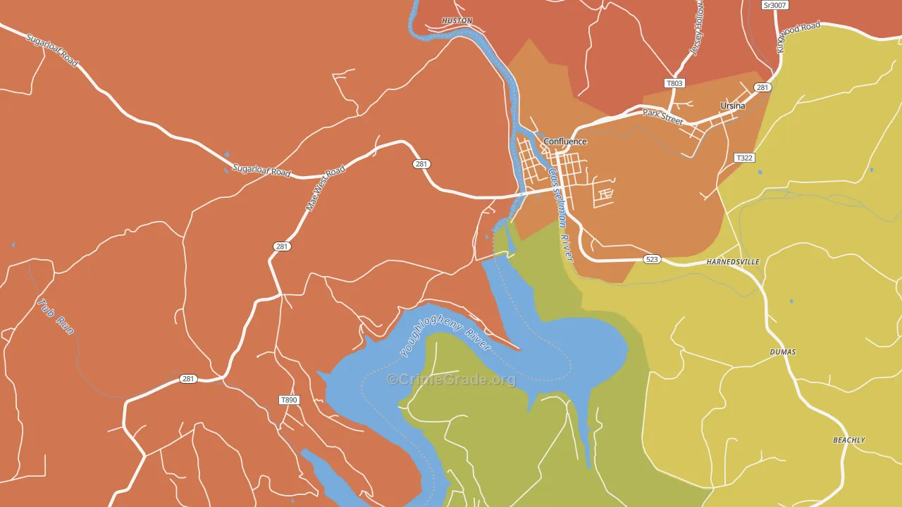 Ursina Junction, PA Map of Vandalism Rates