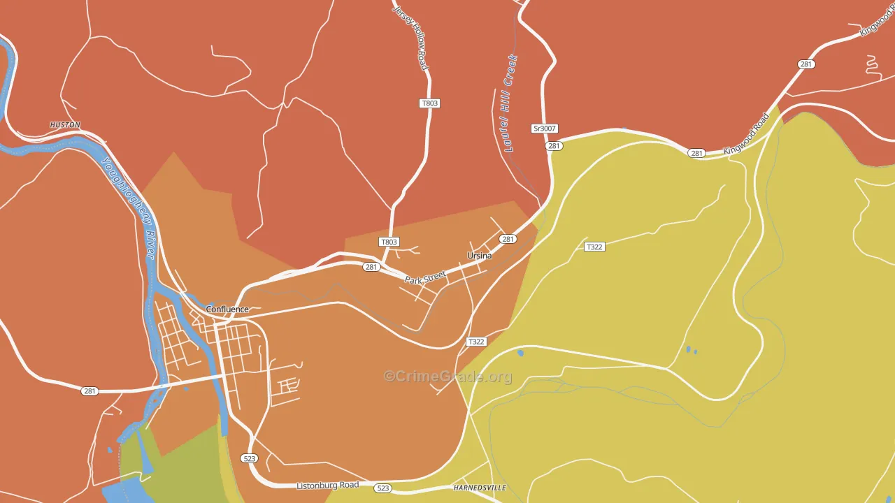 Ursina, PA Map of Vandalism Rates
