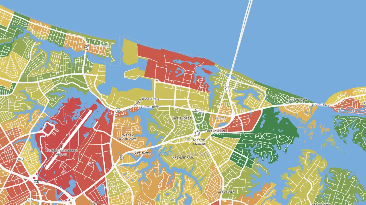 US Navy Little Creek Amphibious Base, Norfolk, VA Map of Vandalism Rates
