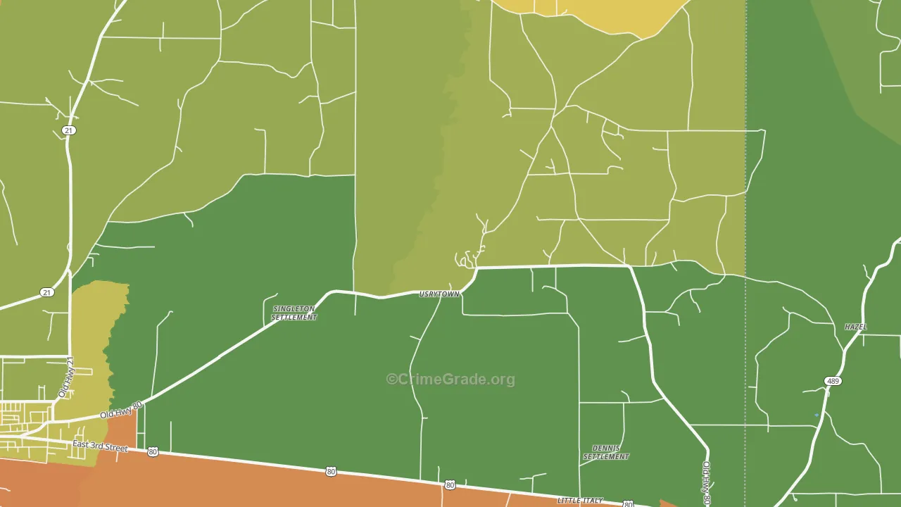Usrytown, MS Map of Vandalism Rates