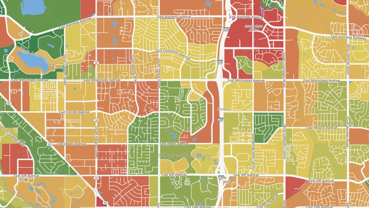 Utah Park, Aurora, CO Map of Vandalism Rates