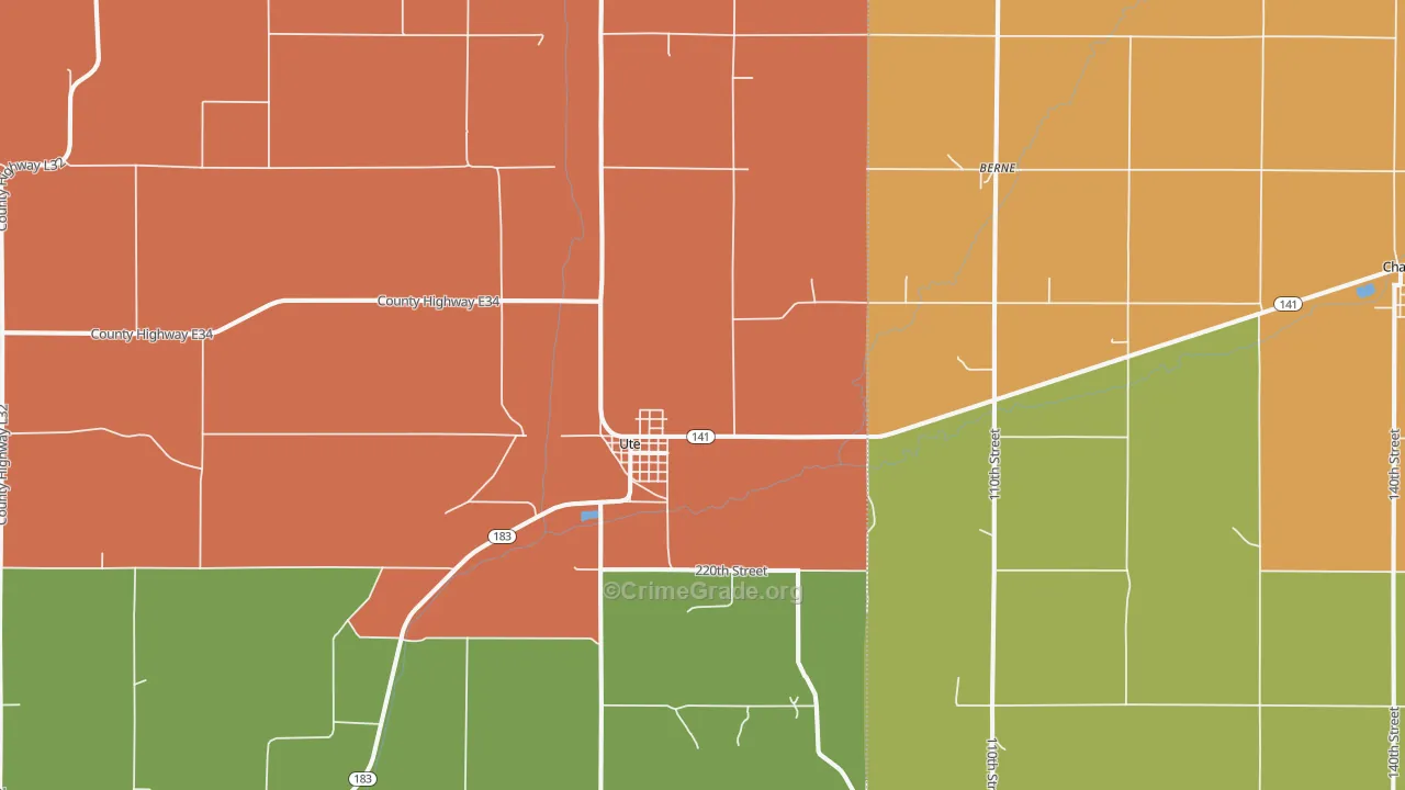 Ute, IA Map of Vandalism Rates