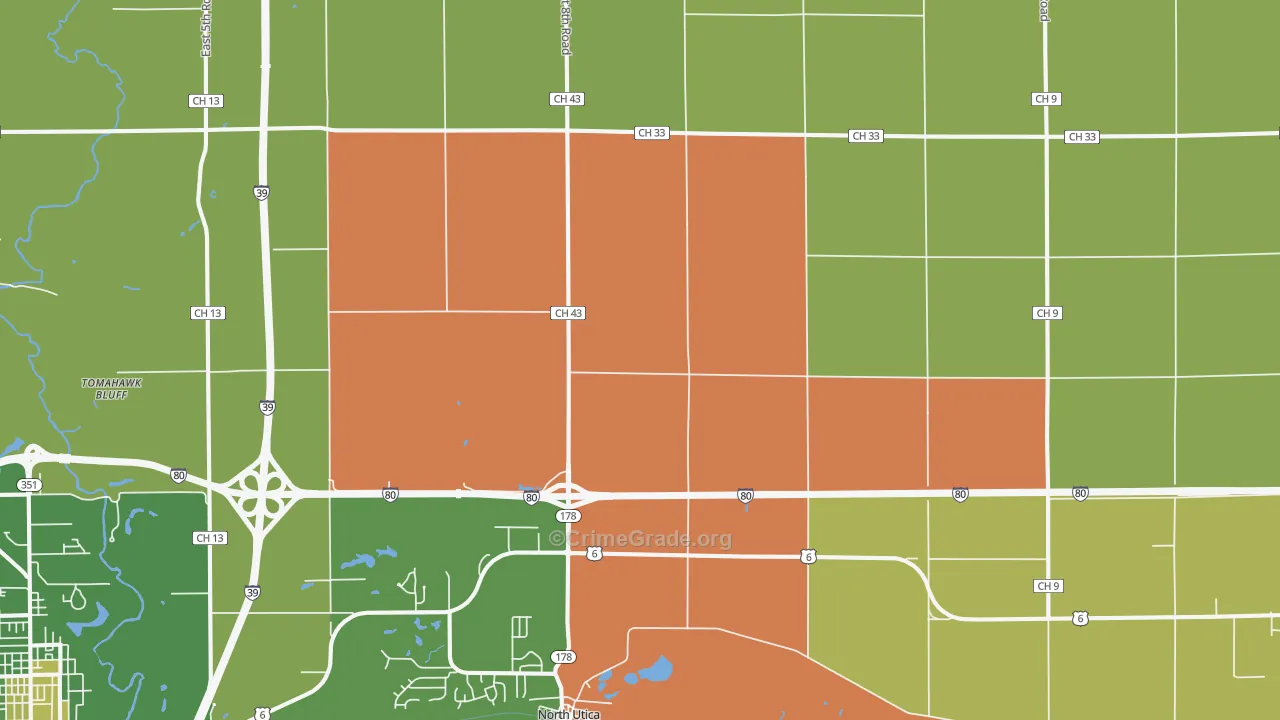 Utica, IL Map of Vandalism Rates
