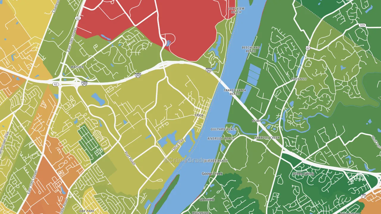 Utica, IN Map of Vandalism Rates