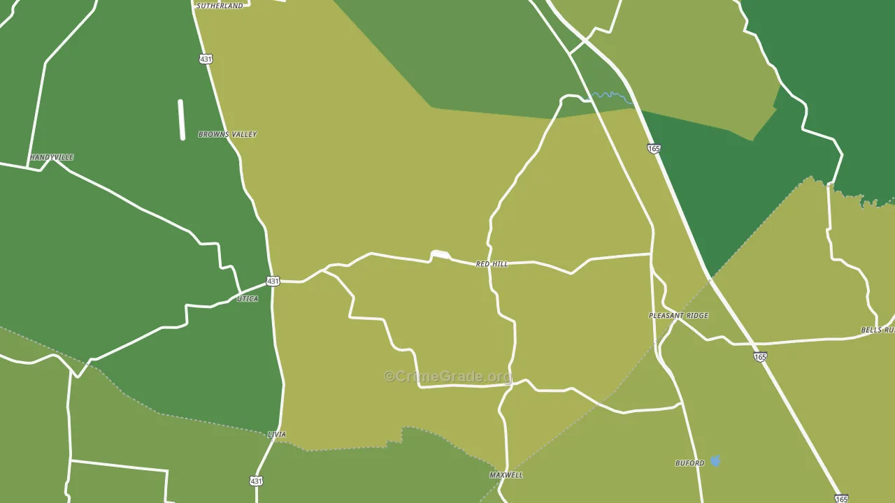 Utica, KY Map of Vandalism Rates