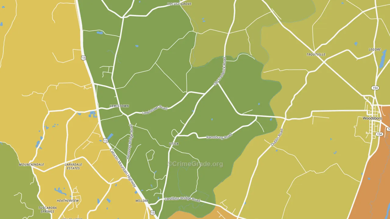 Utica, MD Map of Vandalism Rates