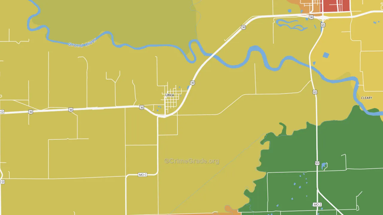 Utica, MO Map of Vandalism Rates