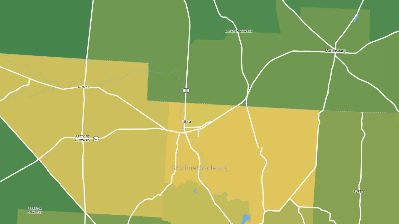 Utica, OH Map of Vandalism Rates