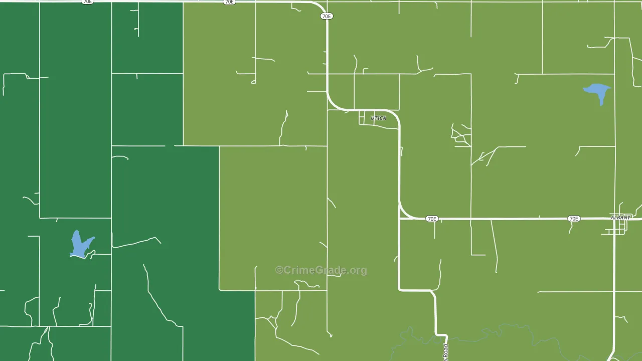 Utica, OK Map of Vandalism Rates