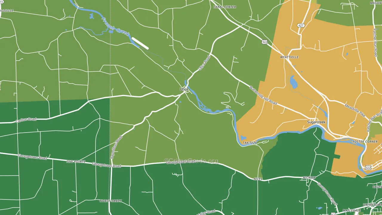 Utica, PA Map of Vandalism Rates
