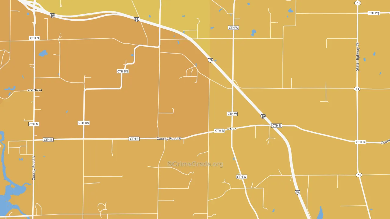 Utica, WI Map of Vandalism Rates