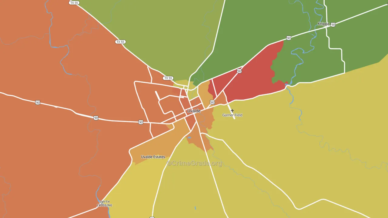 Uvalde, TX Map of Vandalism Rates