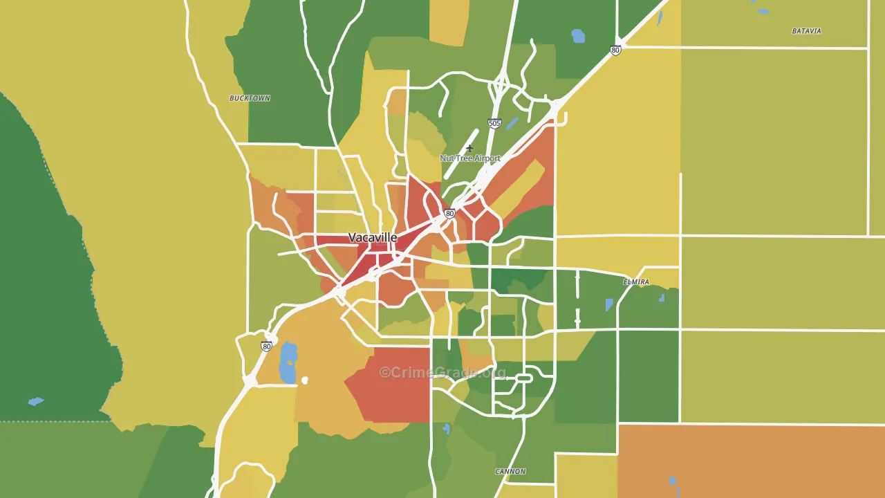 Vacaville, CA Map of Vandalism Rates