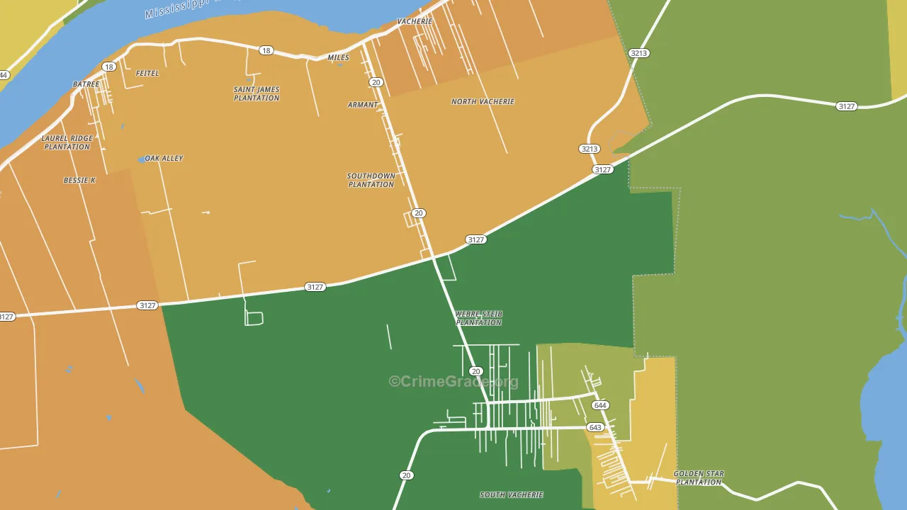 Vacherie, LA Map of Vandalism Rates