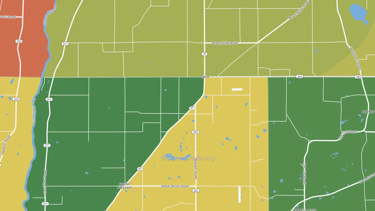 Vada, GA Map of Vandalism Rates