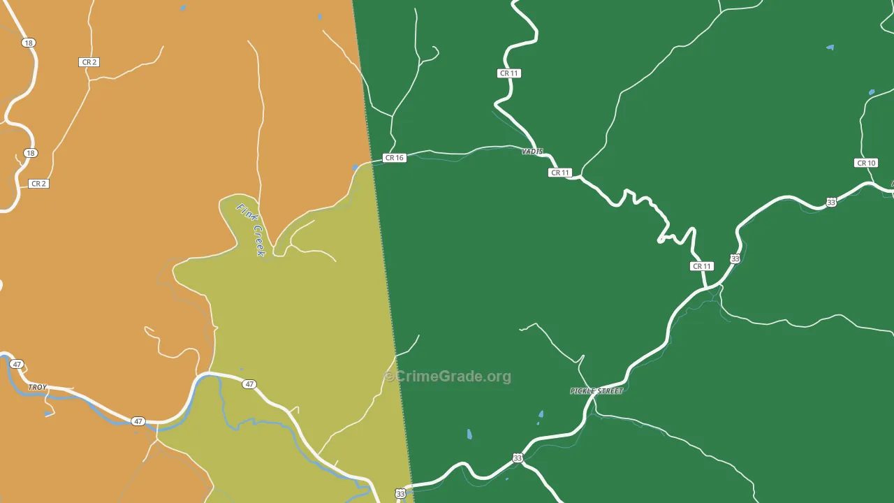 Vadis, WV Map of Vandalism Rates