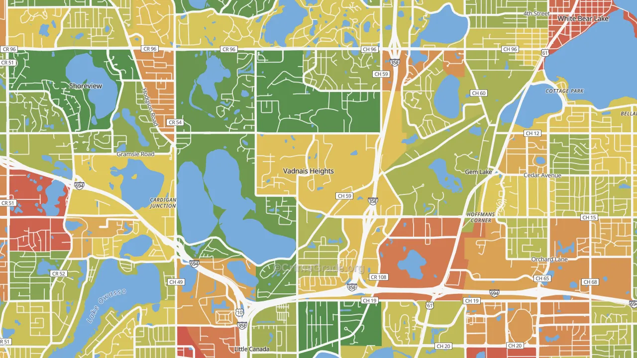 Vadnais Heights, MN Map of Vandalism Rates