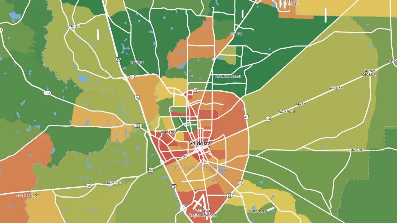 Valdosta, GA Map of Vandalism Rates