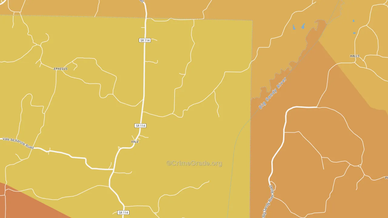 Vale, TN Map of Vandalism Rates